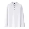 Camisa polo transpirable de secado rápido con manga larga, cuello pequeño, color liso, ropa de trabajo casual de negocios para equipos corporativos