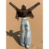 Calça Jeans Wide Leg para Mulheres 2026 Novo Estilo com Design Único, Vibe Preguiçosa Estilo Americano, Calça Reta Solta Emagrecedora Comprimento Total