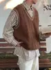 Chaleco Casual de Punto Retorcido con Cuello en V Estilo Universitario para Hombre, Ropa de Punto de Moda, Versión Coreana Chaleco de Punto Holgado