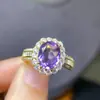 Anel de ametista natural pedra principal 8*10mm corpo totalmente líquido qualidade fogo super elogio prata 925 cravação de precisão
