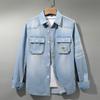 Comércio exterior 2023 novo masculino slim casual manga comprida camisa europeia e americana retro europeu tamanho simples manga comprida camisa jeans