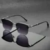 Gafas de sol metálicas estilo retro, un accesorio sofisticado y de moda para mujer, también adecuadas para hombre, con montura cuadrada y diseño de media montura, que brindan excelente protección solar
