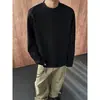 Sudadera casual de manga larga deconstruida gris para hombre, estilo streetwear americano otoño/invierno, corte regular, cleanfit, adecuada como capa interior o camiseta base