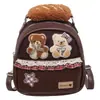Mochila de Pan de Oso Estilo Coreano para Mujer Mochila de Muñeco de Peluche Lindo Mochila Mini Versátil para Estudiantes Bolso Cruzado