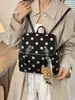 Mochila Escolar Transfronteiriça Outono 2026 para Mulheres, Versão Coreana, Moda Vintage Versátil Mochila de Bolinhas
