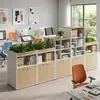 Archivero de Madera para Oficina Hecho a Medida Moderno Minimalista Gabinete de Almacenamiento de Documentos de Trabajo de Pie Montado en Pared con Ranuras para Plantas Verdes