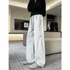 Pantalones casuales de patchwork deconstruido estilo americano para hombre, corte limpio, pantalones deportivos de pierna recta, pantalones de pierna ancha modernos y elegantes para otoño