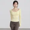 Ropa de Yoga Estilo Nuevo, Top Deportivo de Manga Larga con Cuello Halter Falso de Dos Piezas y Escote Amplio para Entrenamiento de Pilates y Fitness