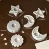 Portavelas Pentagrama Flor Luna Qi Puro Molde de Silicona DIY Yeso Bandeja de Aromaterapia Molde Base para Velas