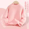 Suéter forrado de polar para niños, prenda interior térmica engrosada de invierno para niños, suéter de punto con cuello alto parcial de otoño e invierno para niños, top de punto elegante