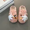 Chinelos Casuais de Pelúcia Desenho Animado para Dedos dos Pés para Mulheres, Chinelos Planos Modernos e Fofos, Para Usar Fora de Casa com Solado Macio, Chinelos Peludos de Encaixar