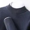 Nova camisa básica de caxemira com gola semimangalha para outono e inverno, suéter de tricô com gola alta de luxo leve