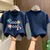 Linda camiseta básica de manga larga para niñas, colección primavera/otoño 2026, camiseta elegante de cuello redondo, algodón puro, aspecto en capas, para niños de talla mediana y grande
