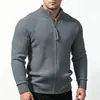 Suéter cárdigan de punto para hombre con cuello alto, nuevo para otoño/invierno, de estilo europeo y americano, elegante y ajustado, para hombres jóvenes