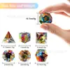 Juego de Dungeons & Dragons Barbilla 7 Piezas Traje Espejo Magia Palabra Dorada Dados Poliédricos de Cristal RPG DND