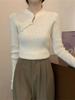 Nuevo Suéter de Mujer Estilo Chino para Principios de Primavera con Cuello Alto y Botones Diagonales, Camiseta de Punto Base Retro Chic Estilo Chino para Mujer