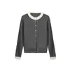 Suéter Gris de Punto con Bordes Fruncidos y Pedrería para Mujer, Nuevo Estilo Otoño/Invierno 2026, Maduro pero Elegante, Versátil, Rejuvenecedor, Top Casual
