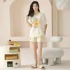 Pijama de Manga Corta para Mujer con Shorts Dibujos Animados Lindo Algodón Puro Verano Casual Cómodo Conjunto de Dos Piezas para Casa Ropa de Exterior