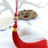 Borla redonda de 12 cm con hilo dorado, estilo chino, hecha a mano, marcapáginas, borla, flecos, caja de regalo, colgante de abanico, adornos decorativos
