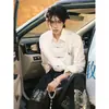 Camisa Nueva Estilo Chino para Hombre Estilo Chino Sensación de Alta Gama Yuppie Atractivo Top con Falda de Cara de Caballo Camisa Blanca Manga Larga