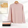 Camiseta Térmica Feminina de Cashmere Proteína com Costas Caneladas, Mangas Longas e Gola Meia-Alta, disponível em várias cores