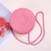 Bolsa de Palha Tecida Fofa de Verão para Meninas Pequenas, Bolsa de Praia para Viagem, Bolsa Redonda de Palha, Porta-Moedas, Bolsa Transversal