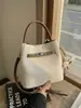Bolso Cubo Cesta de Verduras para Mujer, Estilo Nuevo, Sensación de Alta Gama, Bolso de Mano Suave de Cuero con Patrón de Lichi, Bolso de Hombro y Cruzado Versátil de Moda