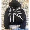 Sudadera con Cremallera y Estampado de Retazos de Manga Larga Y2K Chaqueta con Capucha Estilo Punk Oscuro Urbano Hip-Hop Listo para Enviar