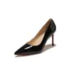 Zapatos de tacón alto para mujer 9169B, punta fina, tacón de aguja, charol, blanquecino, sencillos y elegantes, adecuados para el trabajo