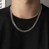 Corrente Cubana Não Desbota Colar Masculino Tendência Hip Hop Feminino Masculino Corrente de Clavícula Masculino Streetwear Versátil Acessórios de Corrente de Aço Titânio