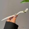 Horquilla de estilo antiguo Palillos Hanfu Conejo de osmanthus Femenina Ébano Paso que se balancea Cheongsam Infantil Conejo de Jade Osmanthus Lindo tocado