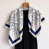 Pañuelo Cuadrado Grande de Seda Oblicua Estilo Británico 90 Estampado de Cebra Seda Moda Bufanda Chal Versátil