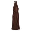 Aliexpress Comercio Exterior Venta al por Mayor 2025 Verano Nuevo Estilo Europeo y Americano Elegante Vestido Halter con Textura de Satén de Seda