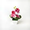 Nova Flor de Alta Simulação 4 Phalaenopsis Pequena Planta em Vaso Flores Brancas Bacia para Pés Sala de Estar Sala de Jantar Decoração de Mesa Flor Artificial