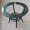 Mesa Redonda Pequena de Armazenamento para Varanda Moderna Simples Rattan Vidro Mesa de Centro Redonda Mesa de Jantar Redonda Mesa de Centro Pequena Mesa de Lazer Mesa de Jantar
