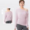 Ropa para Mujer Tallas Grandes con un Diseño Elegante, Hombros Descubiertos, Manga Larga Ajustada, Top de Yoga, Ceñido a la Cintura, Adelgazante, Transpirable, Top Deportivo para Fitness
