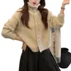 Cárdigan de punto de cuello alto estilo coreano LEKA otoño e invierno 2026 nuevo suéter chaqueta casual suave y holgado con bolso a juego
