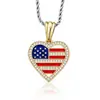 Pingente Forma de Coração Gota d'água Cruz Bandeira Americana Cobre Zircônia Personalizado Versátil Colar Colar Bandeira Americana