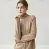 Cardigan de Tricô Cashmere com Barra Enrolada Feminino Botões Versátil Camada Base Casaco Suéter Atacado Gola Alta Novo Europeu Americano