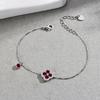 Pulsera de plata de ley 925 con trébol de cuatro hojas para mujer, estilo coreano, ligera, de lujo, elegante, con diseño de nicho