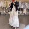 Falda Blanca con Ribete de Encaje para Mujer, Nuevo Estilo Verano 2026, Falda de Línea A Talla Grande para Tipo de Cuerpo Pera