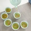 Bule em Forma de Peixe Celadon e Conjunto de Chá com Seis Xícaras para Uso Doméstico, Simples e Portátil, Adequado como Presente ou Lembrança de Evento, Pode Ser Personalizado com Logotipo
