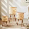 Suporte de Vaso de Flores de Bambu Nórdico, Cesta de Plantas para Decoração de Sala de Estar, Ornamento de Varanda para Planta Monstera, Suporte de Chão Moderno