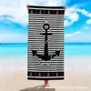 Toalla de Playa de Microfibra con Rayas y Anclas Simple, Toalla de Playa de Secado Rápido y Absorbente de Agua, Toalla de Baño, Toalla de Playa de Envío Transfronterizo