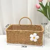 Cesta de Armazenamento Tecida de Rattan Sintético Prateleira de Armazenamento Decoração de Cozinha Banheiro Cesta de Parede para Flores Armazenamento Cesta de Lavar Cesta de Parede para Gengibre e Alho