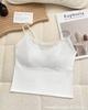 Nuevo Estilo Primavera y Verano Camisola Sencilla de Color Sólido Seda de Hielo Chaleco Ropa Interior Sexy con Panel de Malla y Almohadilla en el Pecho Camisola