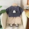 Comercio Exterior Nuevo Conjunto Infantil de Perro de Manga Corta con Shorts Traje para Niños Verano Casual Cómodo Delgado Dos Piezas Moderno Traje