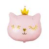 Ins nuevo lindo gato bizco cabeza globo de película de aluminio rosa negro forma corona globo de gato al por mayor