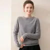 Estilo Suave e Simples~ Suéter de Cashmere para Mulheres com Gola de Bainha Enrolada Sem Costura Gola Redonda Solto Emagrecedor Tricô Suave e Aderente Camada Base de Suéter
