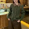 Nuevo Suéter Cardigan de Punto Trenzado Estilo Coreano Suave con Cuello de Camisa y Diseño de Retazos Rosas para Mujer Otoño/Invierno 2026